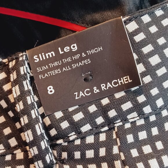 Zac & Rachel Slim Leg Black & White Pants Size 8 NWT - Picture 3 of 5